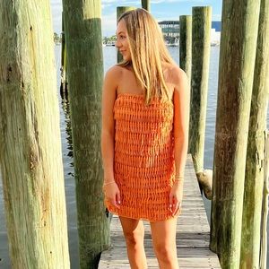 Anthropologie Strapless Fringe Dress